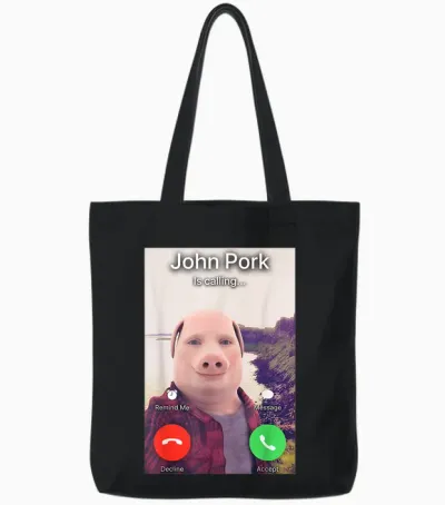 John Pork Is Calling T-Shirt, Black Tote Bags - Black