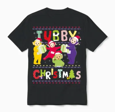 Teletubbies Tubby Christmas Ugly Christmas Design Unisex T-Shirt - Black