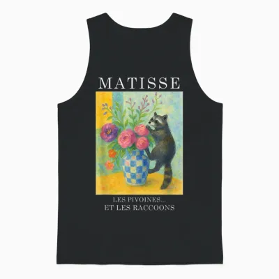 Matisse with Raccoon, Famous Art Painting, Aesthetic Art Unisex Tank Top - Black