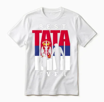 Tata Serbien Flagge Papa Serbischer Vater Mit Tochter Unisex T-Shirt - White