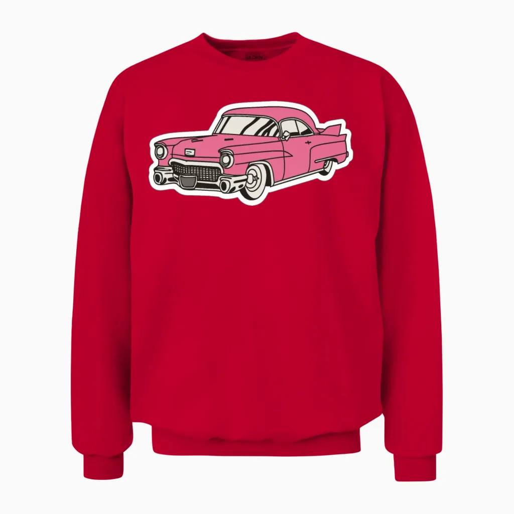 Retro Pink Cadillac Unisex Sweatshirt - Red