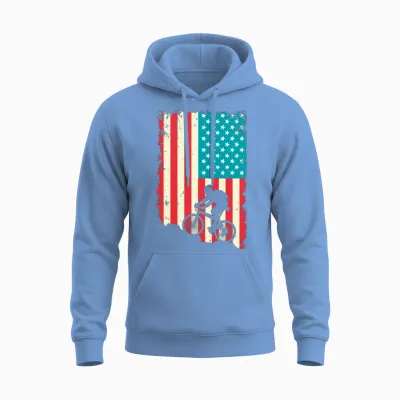 Mountain Biking American Unisex Hoodie - Carolina Blue