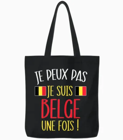 Humour Belgian Gift Humour Man Flag Belgium T-Shirt, Black, S Tote Bags - Black