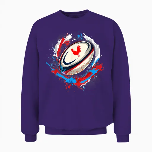 Rugby Shirt Player Child Man Flag Rooster Men Women T-Shirt, Black, S Unisex Sweatshirt - Purple