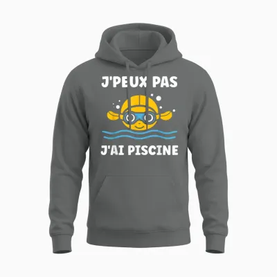 Funny Swimming Quote Je Peux Pas J'ai Piscine Unisex Hoodie - Graphite Heather