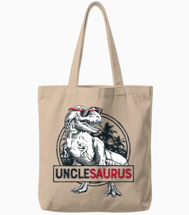 Unclesaurus T Shirt T Rex Uncle Saurus Dinosaur Tote Bags in Natural