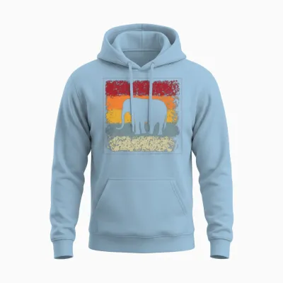 Elephant Retro Unisex Hoodie - Light Blue
