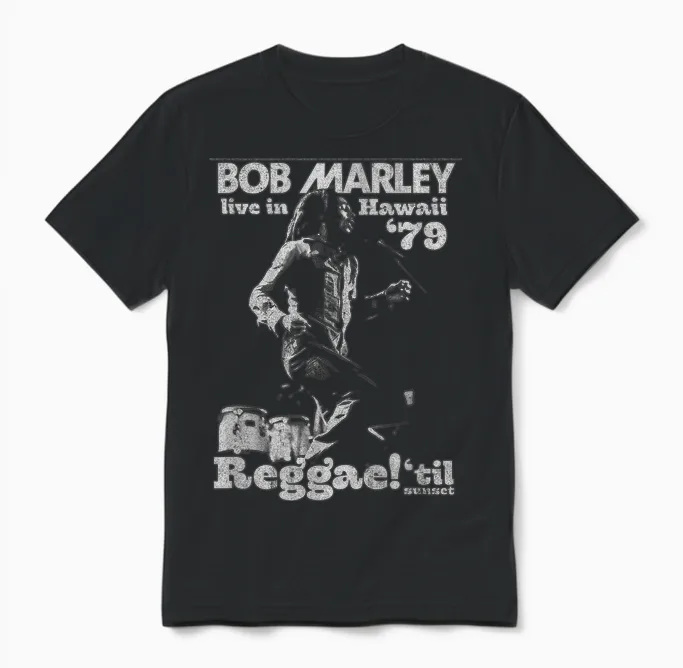 Bob Marley Live in Hawaii 78 Classic Reggae Music Unisex T-Shirt in Black
