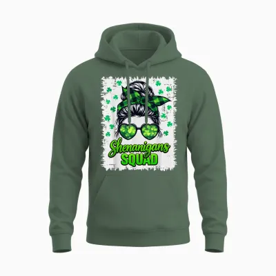 Shenanigans Squad St Patricks Day Women Girl St Patricks Day Unisex Hoodie - Military Green
