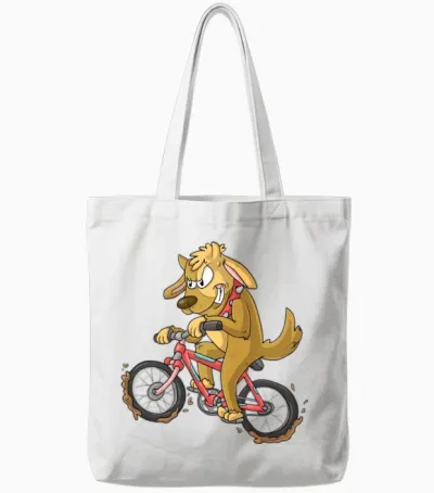Biking Dog Tote Bags - White