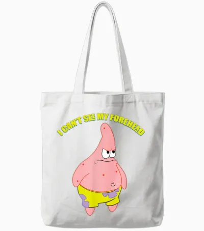 Mademark X Spongebob Squarepants - Patrick Star - I Can't See My Forehead Tote Bags - White