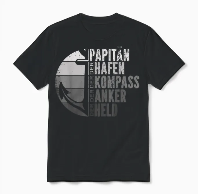 Herren Papitän Papa Kapitän Vatertag Captain Anker Segler Schiffer Unisex T-Shirt in Black