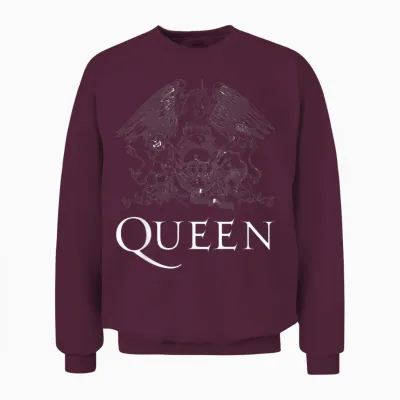 Official Classic Queen Logo White Unisex Sweatshirt - Maroon