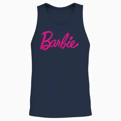 Barbie Official Barbie Logo Multi Colour Unisex Tank Top - Navy