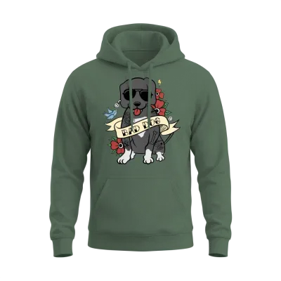Bad Dog Tattoo Great Dane Unisex Hoodie - Military Green