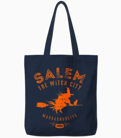 Halloween Salem the Witch City Tote Bags - Navy