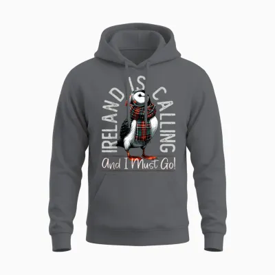 Irland | Irland Ruft Und Ich Muss Gehen & Papageientaucher Unisex Hoodie - Charcoal