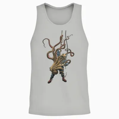 Vintage Diver Struggling with a Giant Octopus Urm Unisex Tank Top - Ash