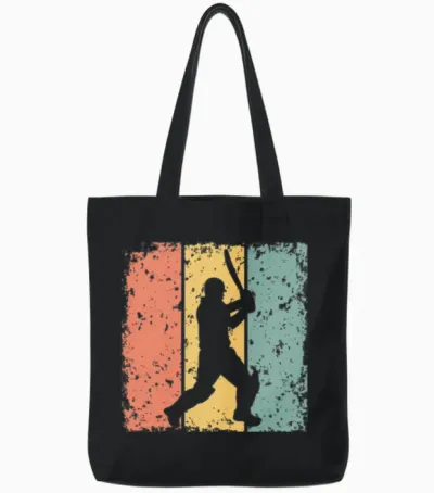 Cricket Retro Tote Bags - Black