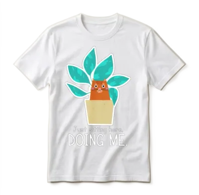 Funny Cat in a Plant Unisex T-Shirt - White