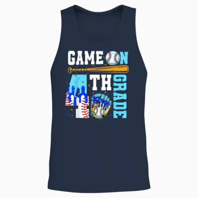 4th Grade Back to School Baseball Drip Ice Cream Game On Unisex Tank Top - Navy