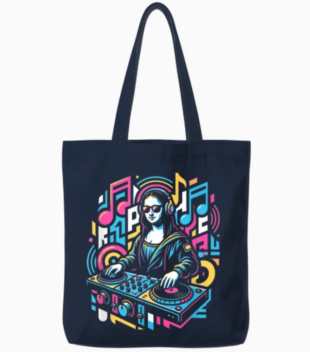 Dj Joconde, Design, Musique, Modern, Festival, Pop Art Tote Bags in Navy
