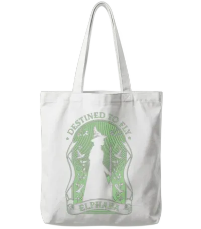Wicked Elphaba Design with Quote Destined to Fly Tote Bags - White