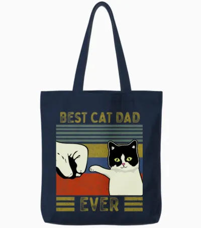 Vintage Best Cat Dad Ever Bump Tote Bags - Navy