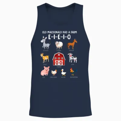 Toddler Kids Farm Animals Old Macdonald Had a Farm E-I-E-I-O Unisex Tank Top - Navy