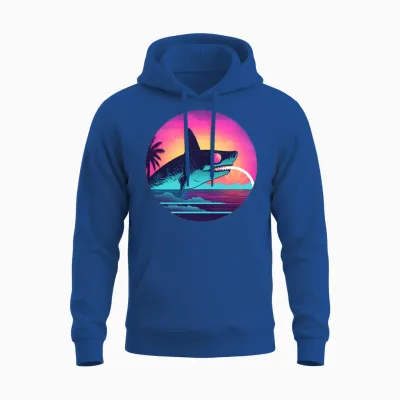 Retro Shark Lovers Vintage Unisex Hoodie - Royal