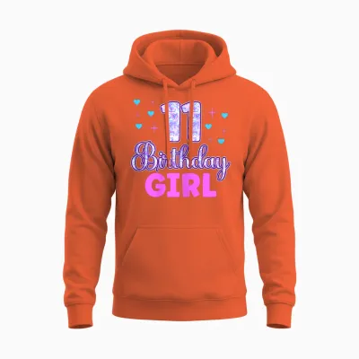 11 Birthday Girl - 11. Geburtstag Mädchen Unisex Hoodie - Orange