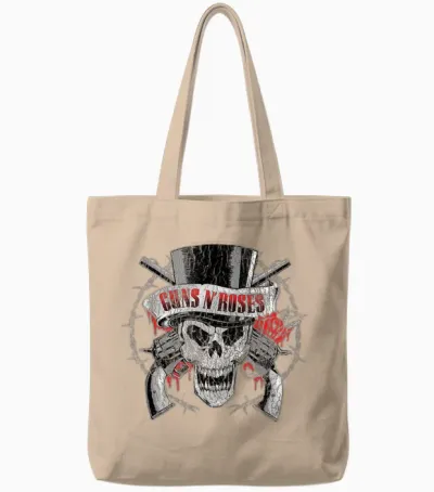 Guns N' Roses Offizieller Zylinderhut Mit Totenkopf Tote Bags - Natural