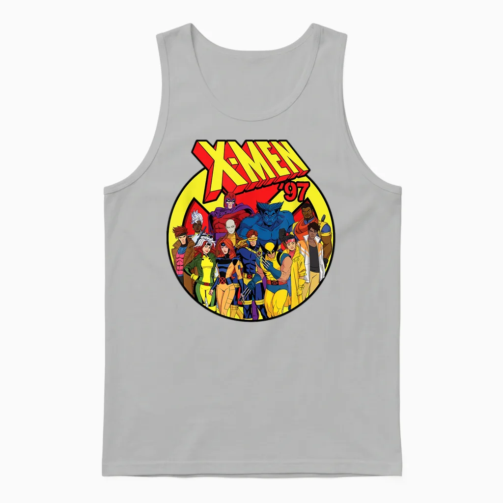 Marvel Studios X-Men '97 Animated Series Team and Title Logo T-Shirt, Black Unisex Tank Top in Ash