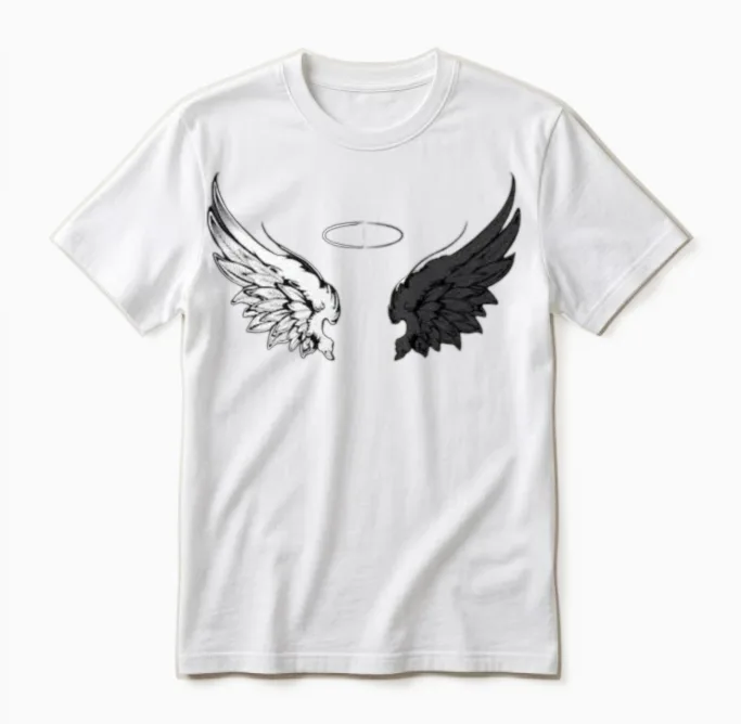 Ange Ou Demon Wings Unisex T-Shirt in White