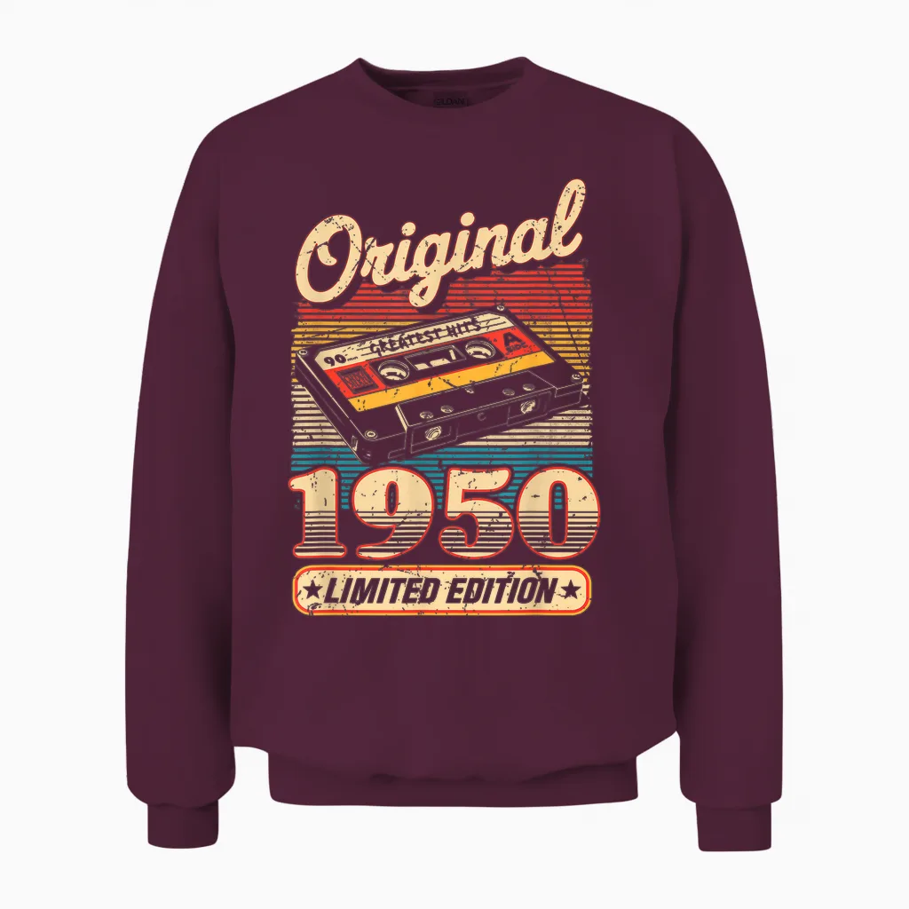 Original 1950 Vintage Birthday 75 Years for Men Women Unisex Sweatshirt in Maroon