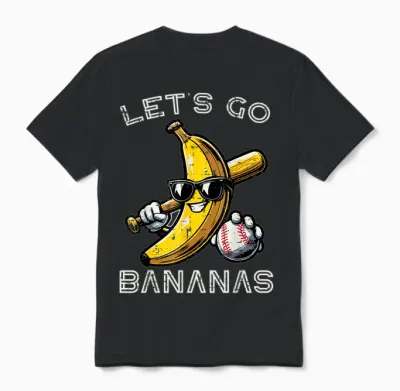 Lets Go Banana Retro Boys Kids Men Unisex T-Shirt - Black