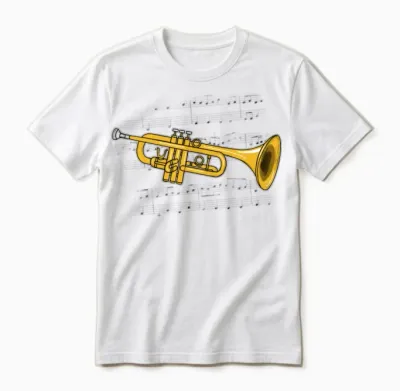 Trumpet Music Notation Trumpeter Brass Musician Unisex T-Shirt - White