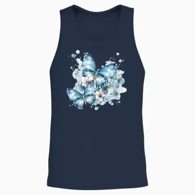 Schmetterlinge Mit Blumen in Blau Schmetterlinge Für Damen Unisex Tank Top - Navy