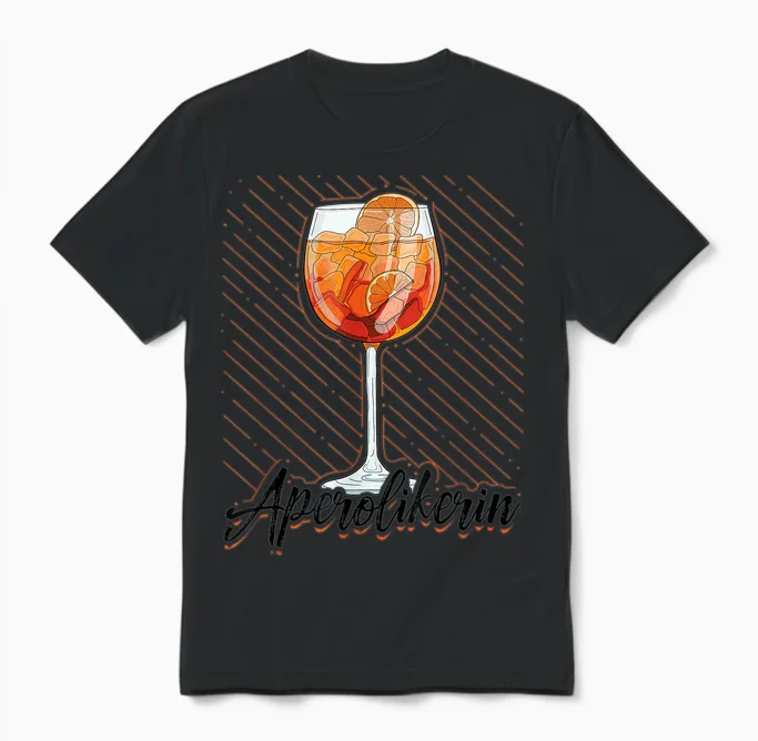 Aperolic Drink Aperitif Spritz T-Shirt, White Unisex T-Shirt in Black