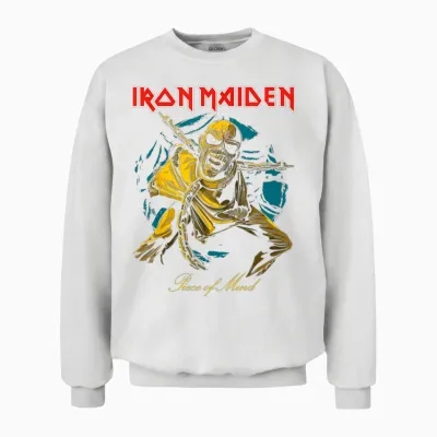 Iron Maiden - Pom Gold Eddie Unisex Sweatshirt - White
