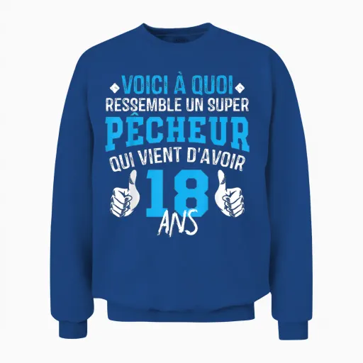Fisherman Birthday 18 Years - 18th Birthday Joke Unisex Sweatshirt - Royal
