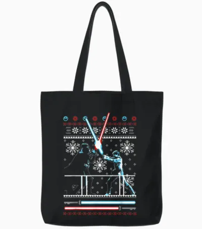 Star Wars Vader Luke Duel Christmas Sweater Graphic Tote Bags - Black