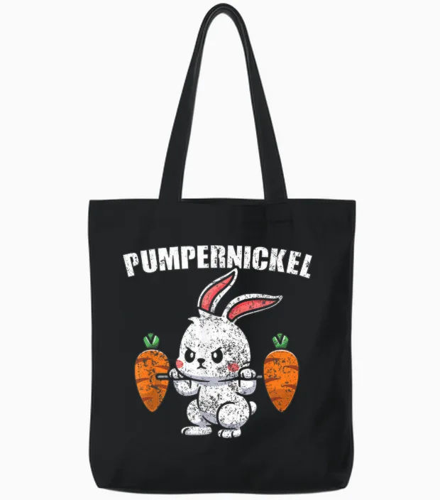 Pumpernickel Fitness Gym Kraftsport Hase Kaninchen Tote Bags in Black