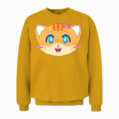 Sunny Kitten Face Bow Unisex Sweatshirt - Gold