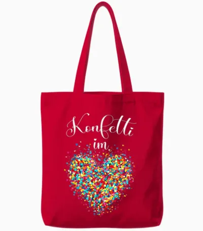 Confetti in the Heart Carnival T-Shirt, Black Tote Bags - Red