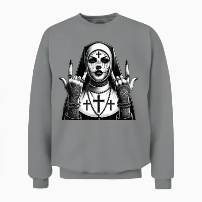 Gothique Esthétique Occulte Impie Grunge Emo Punk Satanic Nonne Unisex Sweatshirt - Sport Grey