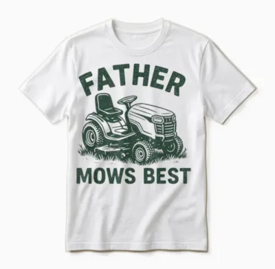 Father Mows Best Retro Unisex T-Shirt - White