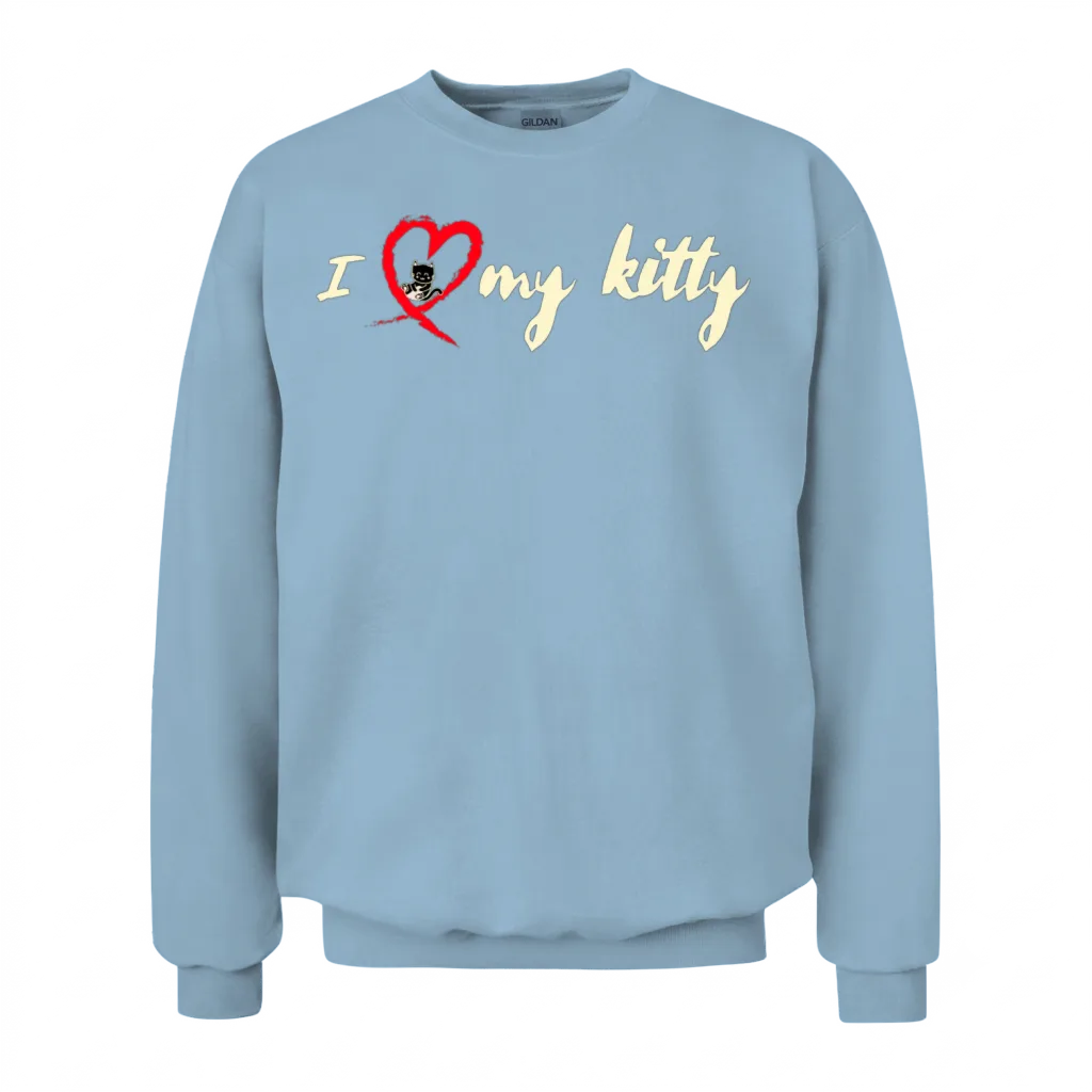 I Heart My Kitty Cat Lovers Unisex Sweatshirt - Light Blue