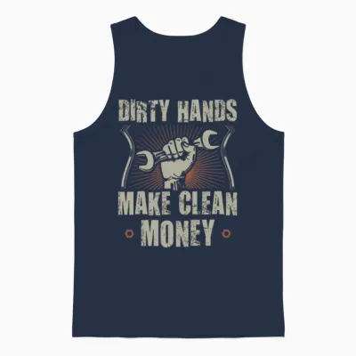 Dirty Hands Make Clean Money Funny Mechanic Unisex Tank Top - Navy