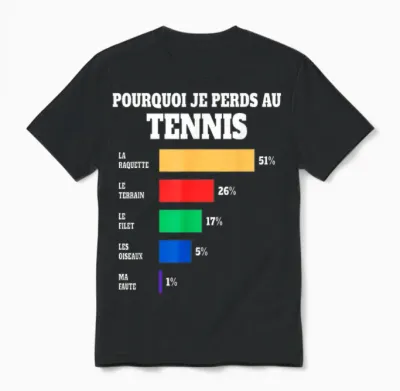 Tennis Jersey Loser Humor Tennis Player T-Shirt, Black, S Unisex T-Shirt - Black
